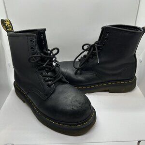Doc Martens 1460 SR 8” Steel Toe Boot Lace Up Black Boots Size Mens 6 Ladies 7